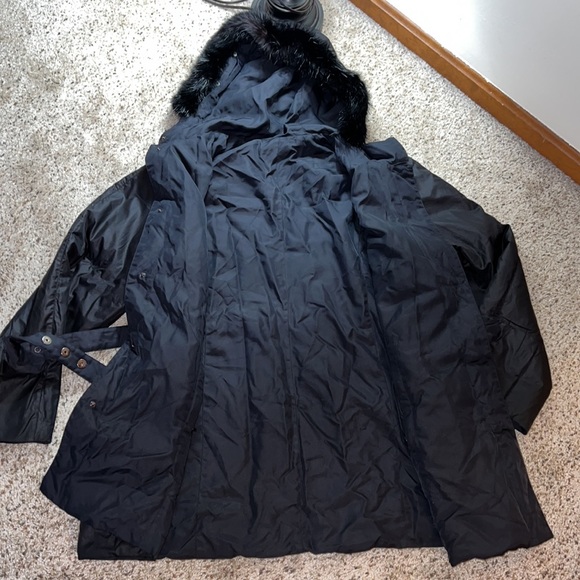 Voyage by Marina Rinaldi Goose Down and Real Beaver Fur Reversible Black Jacket - Picture 9 of 16
